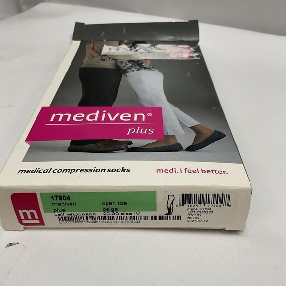 NIB Mediven Plus Compression CALF High Stockings Top Band IV 20-30 Beige 17904 - Picture 1 of 4